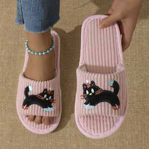 Pantuflas de Moda al por Mayor de Alta Calidad con Suela de EVA y Empeine de Pana para Mujer, Pantuflas Planas Nuevas de Alta Calidad - Product Image 5