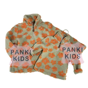 Factory Quick TAT Custom High Quality Mommy and Me Checkerboard Sherpa Fleece Jacket Family Matching Outfits Winter