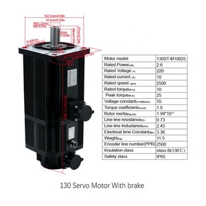 HLTNC 380V สามเฟส 2500RPM 130ST Nema52 130ST-M10025 10NM 2.6KW มอเตอร์ AC ชุดไดรเวอร์ T3A แรงบิด 25 นิวตันเมตร 50/60Hz - Product Image 6
