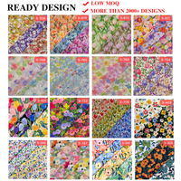 Tissu Popeline de Coton Léger Imprimé Personnalisé à Motif Floral Coloré pour Jupes de Filles, Respirant, Mémoire de Forme, 100 GSM