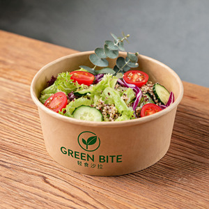 Envase desechable de papel kraft de calidad alimentaria para ensaladas, arroz y otros alimentos, ideal para almuerzos saludables en oficinas, comedores escolares y cafeterías. - Product Image 1