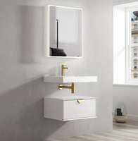 Meuble-lavabo mural moderne blanc résistant à l'eau de 600 mm