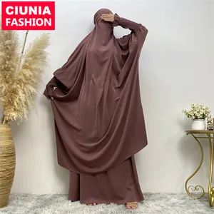 6608# Eid Modest Khimar Hijab Abaya Skirt Set Ramadan Muslim Clothes for Women