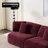 Envoltura de tela Borgoña duradera alrededor de sofá de ocio estilo de esquina muebles de sala de estar para villas tapizado forma cuadrada