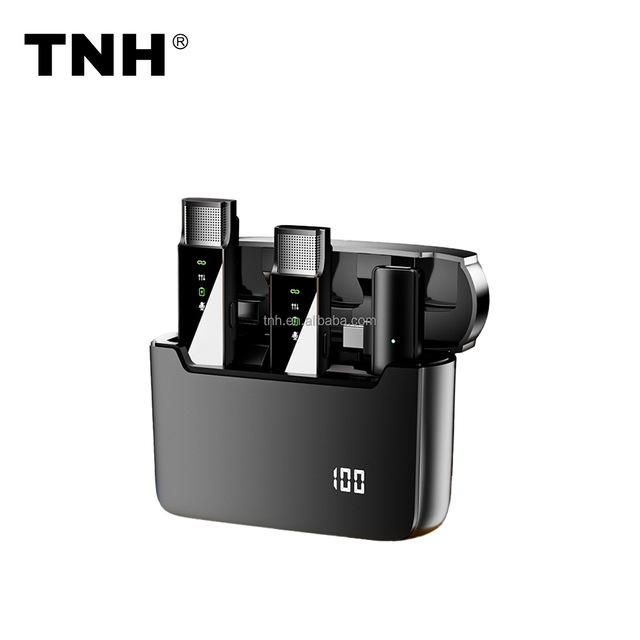 TNH S16S Wireless Clip Microphone System Charging Case Dual Mini Lavalier Microphone for Live Recording Mobile Phone Camera