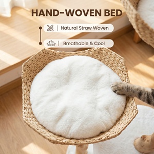 Penjualan laris modis lucu desain persediaan hewan peliharaan furnitur pohon panjat kucing mewah kayu menara pohon kayu padat - Product Image 6