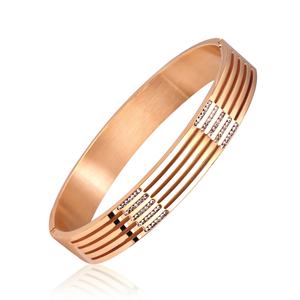 Brazalete de Lujo para Mujer, Chapado en Oro de 18K, de Acero Inoxidable con Rayas de Circonio - Product Image 3