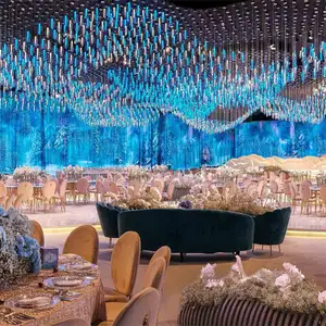 Современный дизайн отеля, банкетный зал на заказ, роскошные большие декоративные хрустальные люстры для свадебного торжества