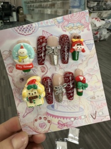 <span class=keywords><strong>Uñas</strong></span> Postizas Hechas a Mano Personalizadas para Damas, Juego de 10 Piezas de Alta Calidad, Diseño Único de Estilo Francés, Aplicación de Belleza para <span class=keywords><strong>Uñas</strong></span> - Product Image 5