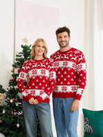 Benutzer definierte Winter Casual Weihnachten Schneeflocke Pullover für Männer Frauen Unisex Strick pullover für Familien und Paare