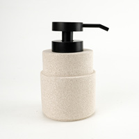 Ensemble d'accessoires de salle de bain écologiques en ciment moucheté moderne 5 pièces avec étiquettes gravées, décoration de luxe pour hôtel et maison
