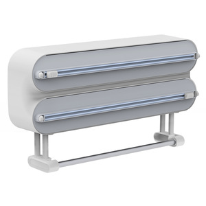 Distributeur magnétique de papier d'aluminium <span class=keywords><strong>et</strong></span> de <span class=keywords><strong>film</strong></span> plastique avec organisateur de coupe pour la cuisine avec porte-serviettes en papier - Product Image 3