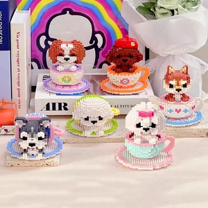 Micro diamant bloc Animal tasse à thé chien modèle mignon minuscule tasse à thé caniche Shiba Papillon maltais Schnauzer Bichon plastique <span class=keywords><strong>Nanobrick</strong></span> - Product Image 2
