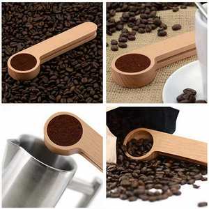 Clip à sac en bois avec nom et icône, cuillère doseuse à café gravée sur mesure, cuillère en bois de hêtre - Product Image 5