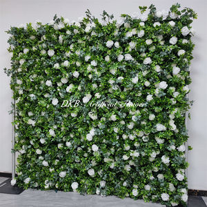 Muro de Flores de Alta Calidad de 8*8 pies, Enrollable, Blanco y Verde, Arreglo Floral con Flores Blancas - Product Image 6