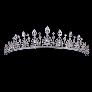 LUOXIN Personnalisé nouveau design zircon CZ argent <span class=keywords><strong>couronne</strong></span> bijoux <span class=keywords><strong>de</strong></span> mariage diadème - Product Image 3