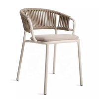 Ensemble de trois pièces pour les loisirs de plein air, chaise tissée en corde, table en rotin pour cour, balcon, jardin, terrasse, balcon