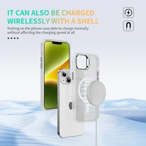 Capa magnética universal para celular, à prova de choque, transparente, para iPhone, Huawei, Samsung, edição de embalagem de concha de celular