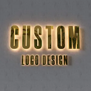 Lettere retroilluminate a LED personalizzate Logo 3D in metallo tagliato al Laser segno in acciaio inossidabile personalizzato Logo della parete della Reception aziendale nome dell'azienda