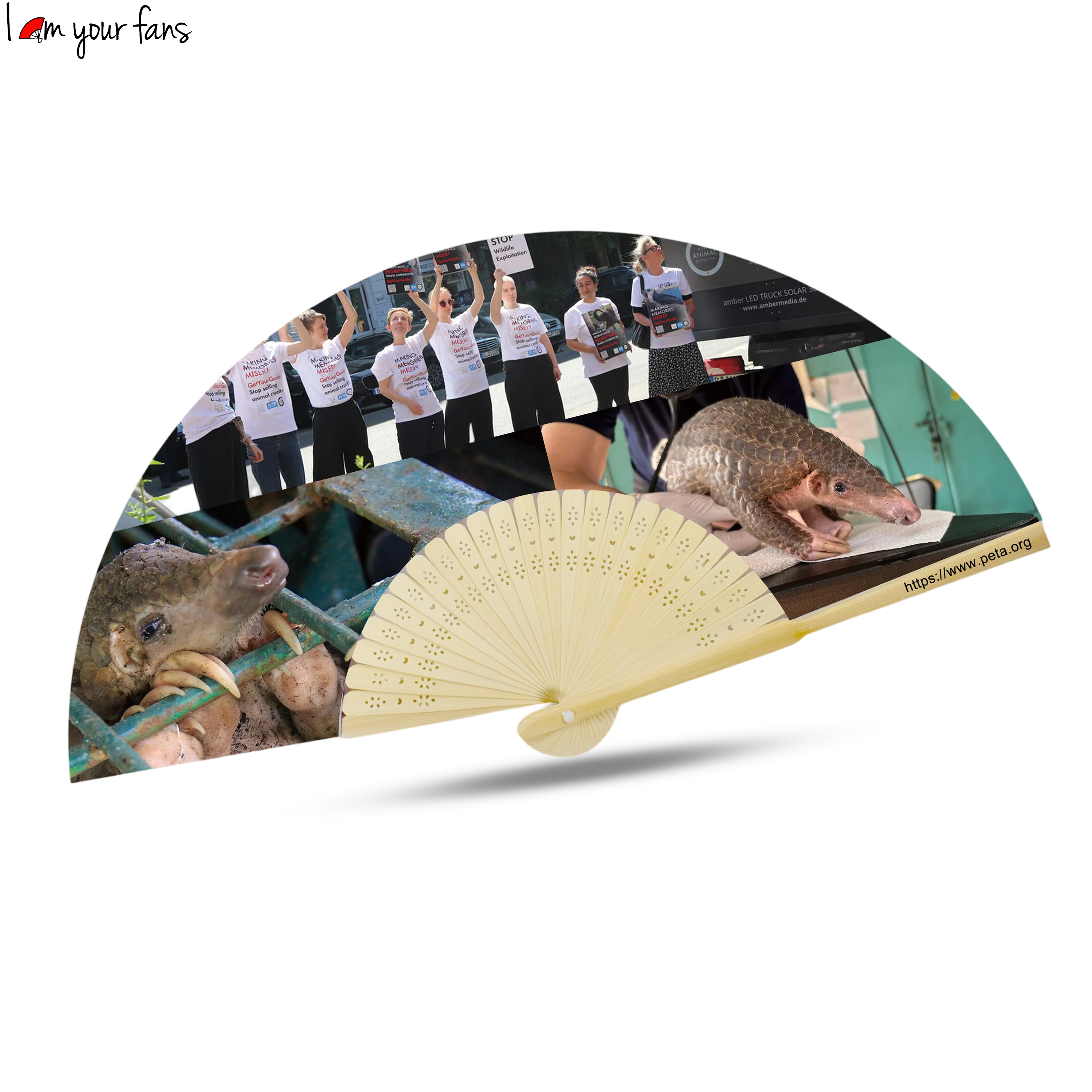 Personalized 21Cm Bamboo Hand Fan Animal Protection Theme Folding Hand Fan For Cultural Promotion
