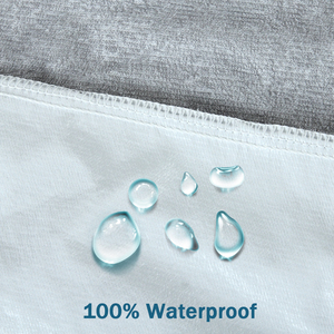 Tapis <span class=keywords><strong>de</strong></span> <span class=keywords><strong>lit</strong></span> en coton gris biologique - Tricoté uni, imperméable, <span class=keywords><strong>anti</strong></span>-insectes et respirant pour les tailles Twin XL - Product Image 2