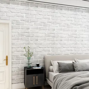 Kertas Stiker Pvc Dekorasi Rumah, Wallpaper Bata Berperekat untuk Dinding