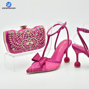 Chaussures et sacs à talons hauts de mariée nigérians 10 <span class=keywords><strong>cm</strong></span> sac en cristal intalien de fête de mariage avec chaussures assorties - Product Image 2