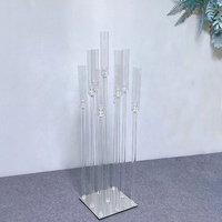 Acrylique Transparent Chandeliers Lustre 8 Tête 9 Bras Longue Tige Bougeoir De Mariage Événement Scène Décoration Pièces
