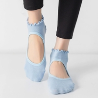 Vente en gros de bas de yoga personnalisés Chaussettes de cheville pour femmes, de fitness, de pilates, de sport professionnel, en dentelle, pour intérieur
