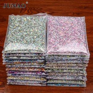 JUNAO 공장 가격 14400pcs 대량 포장 크리스탈 Strass 플랫 백 유리 핫픽스 라인 석 의류 의류