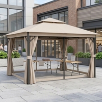 Gazebo d'extérieur à double toit, abri de patio avec moustiquaire, structure en acier pour jardin et pelouse