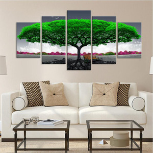 Arte de pared moderno, impresión, decoración del hogar, pinturas al óleo de <span class=keywords><strong>paisaje</strong></span>, impresiones de árbol, póster personalizado, <span class=keywords><strong>pintura</strong></span> de lienzo <span class=keywords><strong>natural</strong></span>, 5 piezas, venta al por mayor - Product Image 3