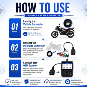 Câble de diagnostic OBD pour moto PI-OBD-13 Premium pour le diagnostic des pannes ECU et les outils de diagnostic - Product Image 3