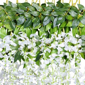 <span class=keywords><strong>Glicine</strong></span> artificiali fiori appesi ghirlanda <span class=keywords><strong>glicine</strong></span> artificiale viti da fiore lunghe in seta con semi-trasparente <span class=keywords><strong>bianco</strong></span> per matrimonio - Product Image 2