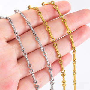 Nuova Catena in Acciaio Inossidabile con Maglie a Barra Dritta, Stile Bambù, Minimalista, Semplice, per Creazione Gioielli Fai da Te - Product Image 3