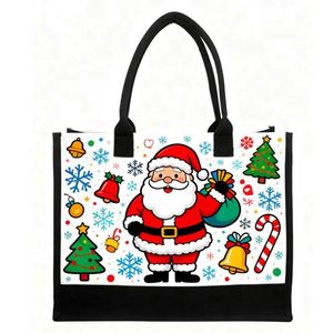 Bolsa de Compras de Algodón Navideña con Logotipo Personalizado al por Mayor, Bolsa de Compras Reutilizable, Ecológica, de Lona - Product Image 1