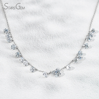 Collier unisexe de luxe Starsgem en or massif 10 carats plaqué rhodium avec diamant de laboratoire blanc de couleur D, taille poire brillante de 4,63 carats et 3,9 mm