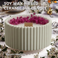 Bougie en cire de soja faite à la main dans un pot en céramique côtelé, parfum romantique, boîte personnalisée pour la Saint-Valentin, Noël, Baby Breath