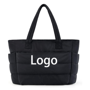 Sac fourre-tout matelassé léger et spacieux avec logo personnalisé, fermeture ouverte, plusieurs poches, pour ordinateur portable, voyage, usage quotidien, pour femmes - Product Image 6
