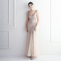 Nouvelle belle robe de soirée col en V profond à paillettes à la mode élégante robe de bal de luxe robes de soirée pour femmes