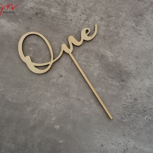 Decorazione per Torta in Legno per Primo <span class=keywords><strong>Compleanno</strong></span>, Topper per Torta 'One' per Festa di Baby Shower - Product Image 2