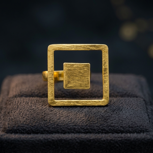 Romantic Vintage Geometric Statement <b>Ring</b> Fashionable Brass Gold Plated Inlay Stylish Unisex Jewelry for Gift - Product Image 3
