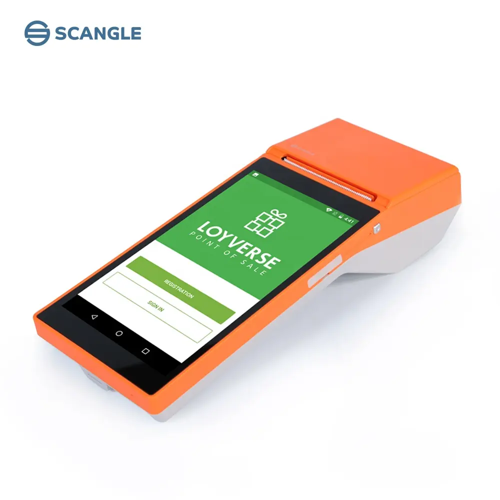 Scangle SP01 5.5นิ้วเทอร์มินัล POS Android มือถือพร้อมเครื่องพิมพ์ความร้อน58มม. สำหรับจัดส่งอาหาร/โหลด/E-Boleta/หวย