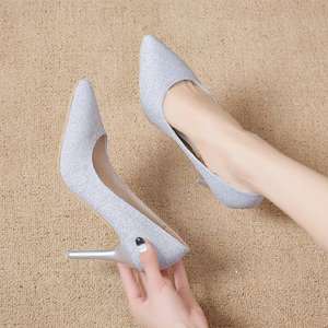 <span class=keywords><strong>Tacchi</strong></span> da donna tacco a spillo punta a punta affari Sexy festa di nozze sera PU tinta unita nero <span class=keywords><strong>argento</strong></span> oro - Product Image 5