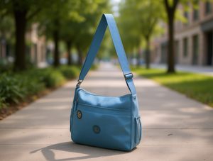 Bolso de hombro de tela lavada para mujer Ld, con una sola correa, cierre de cremallera, uso diario, azul - Product Image 2