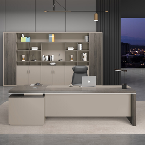 Scrivania Direzionale Moderna in Legno a Forma di L, Set Scrivania e Sedia per Ufficio Manager e CEO - Product Image 3