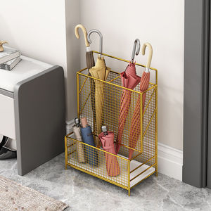 Porte-parapluies moderne en métal avec étagère de rangement, capacité de 10 parapluies, design autoportant pour entrée de maison et usage hôtelier - Product Image 4