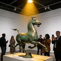 Sculpture de cheval au galop en bronze grandeur nature avec patine vintage pour jardin et exposition artistique en galerie