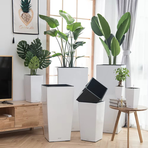 Macetas <span class=keywords><strong>Grandes</strong></span> de Plástico Blanco para Interiores y Exteriores, Macetas Inteligentes con <span class=keywords><strong>Autorriego</strong></span>, Macetas Gigantes para Sala de Estar, Patio, Macetas Pequeñas para Flores - Product Image 6