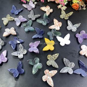 Hỗn hợp <span class=keywords><strong>3D</strong></span> pha lê bướm chữa bệnh tự nhiên đá fluorite bướm khắc cho trang trí nội thất - Product Image 4